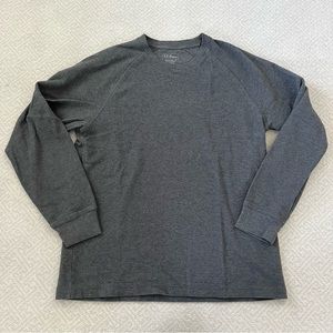 L.L. Bean Traditional Fit Waffle Long Sleeve Tee Shirt in Grey
